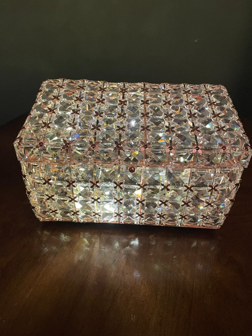 Valerie Parr Hill Illuminated Faceted Gem Jewelry Box - Rose Gold - Timer LED